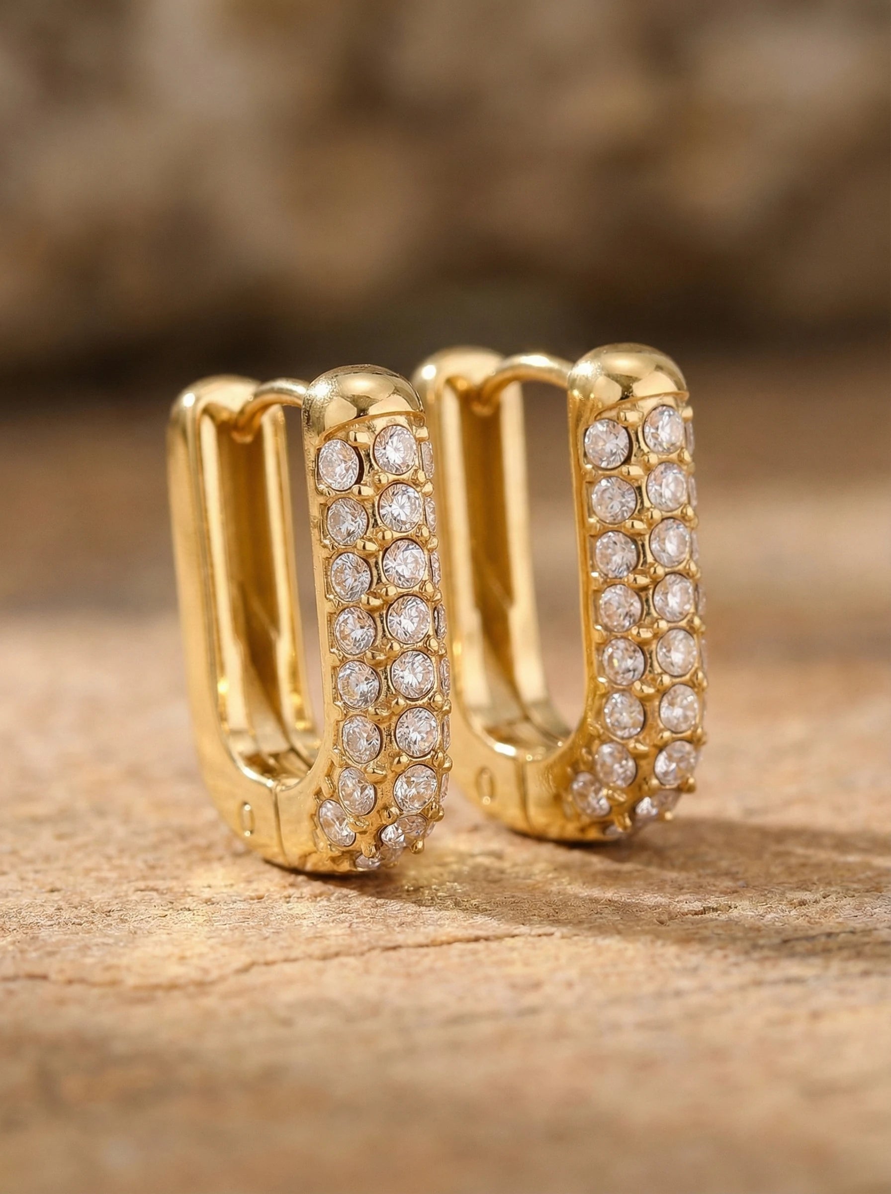 Diamond Oval Hoop Edelstahl Ohrringe - Produktbild 2