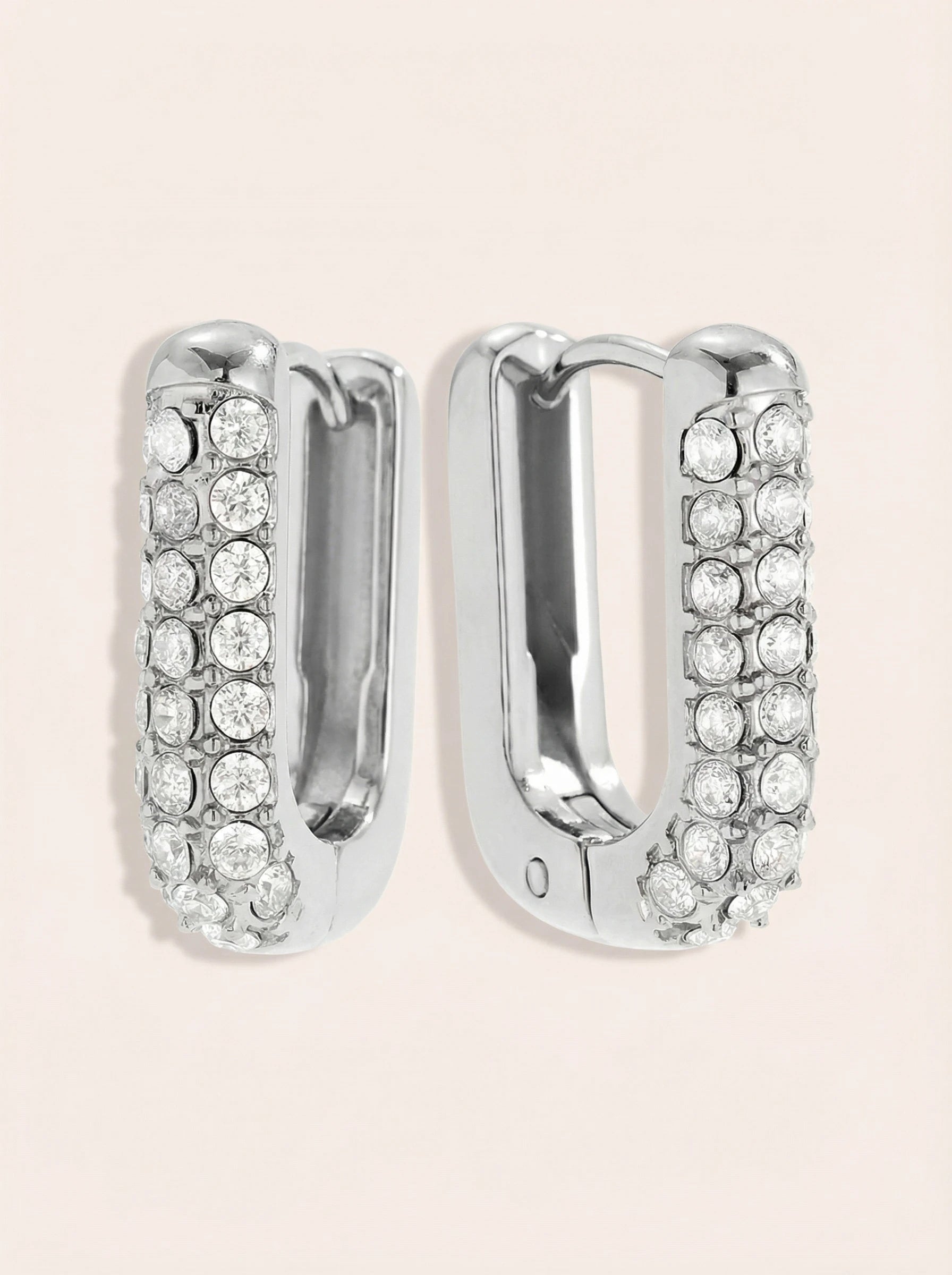 Diamond Oval Hoop Edelstahl Ohrringe - Produktbild 8