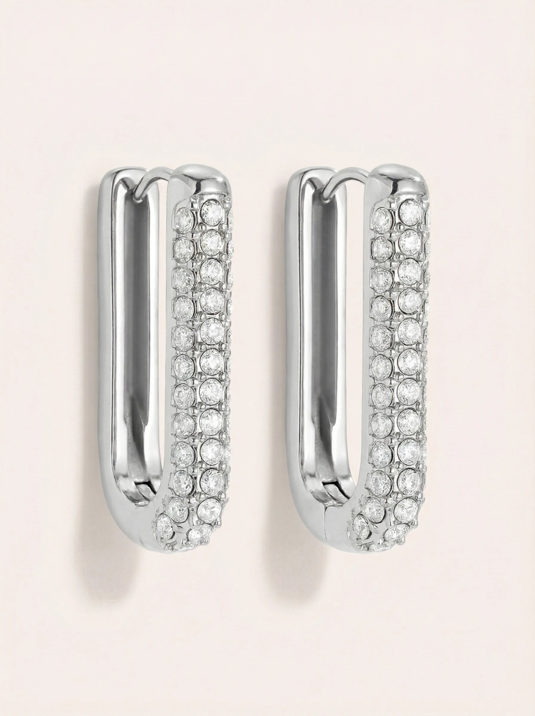 Diamond Oval Hoop Edelstahl Ohrringe - Produktbild 9