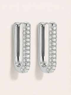 Diamond Oval Hoop Edelstahl Ohrringe - Produktbild 9
