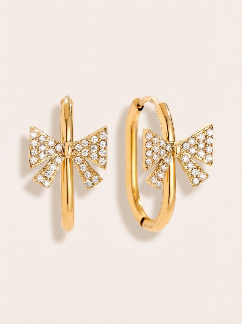 Diamond Butterfly In Hoop Edelstahl Ohrringe
