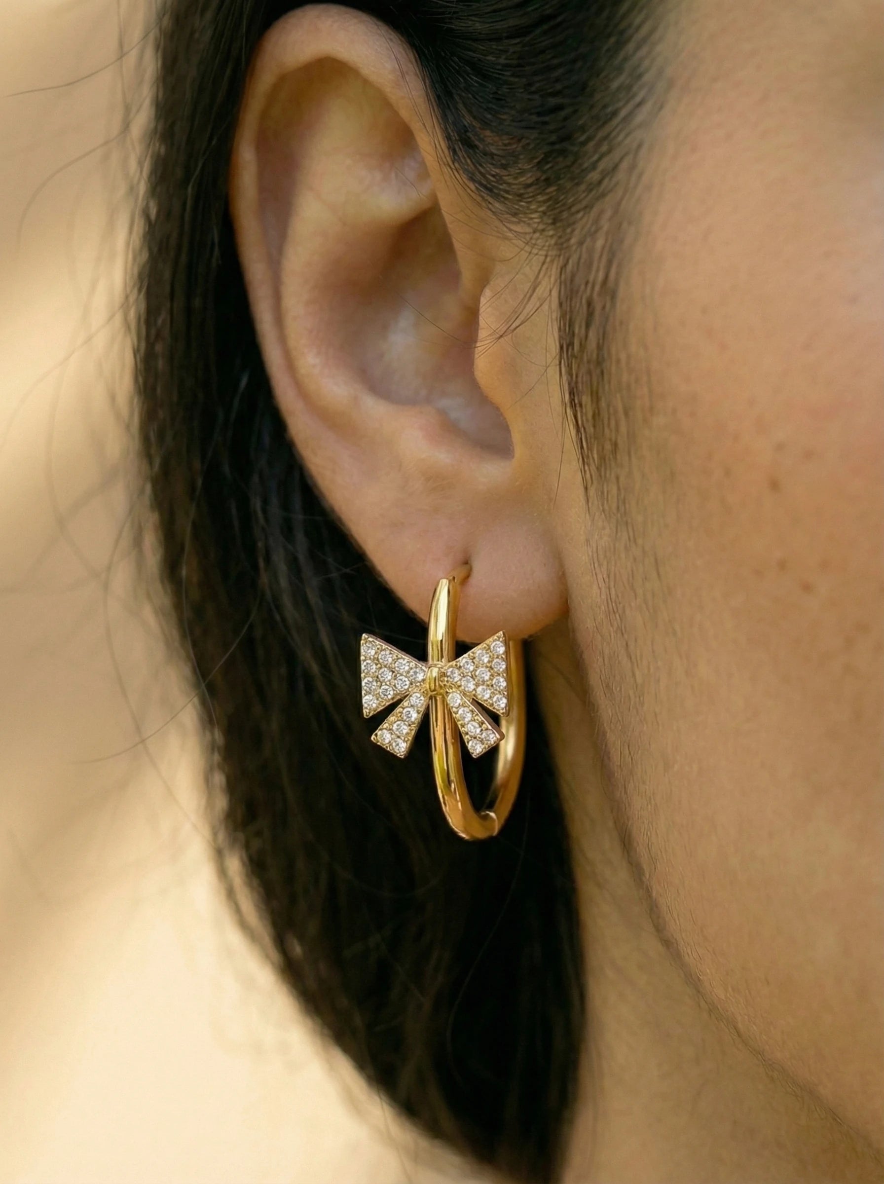 Diamond Butterfly In Hoop Edelstahl Ohrringe - Produktbild 4