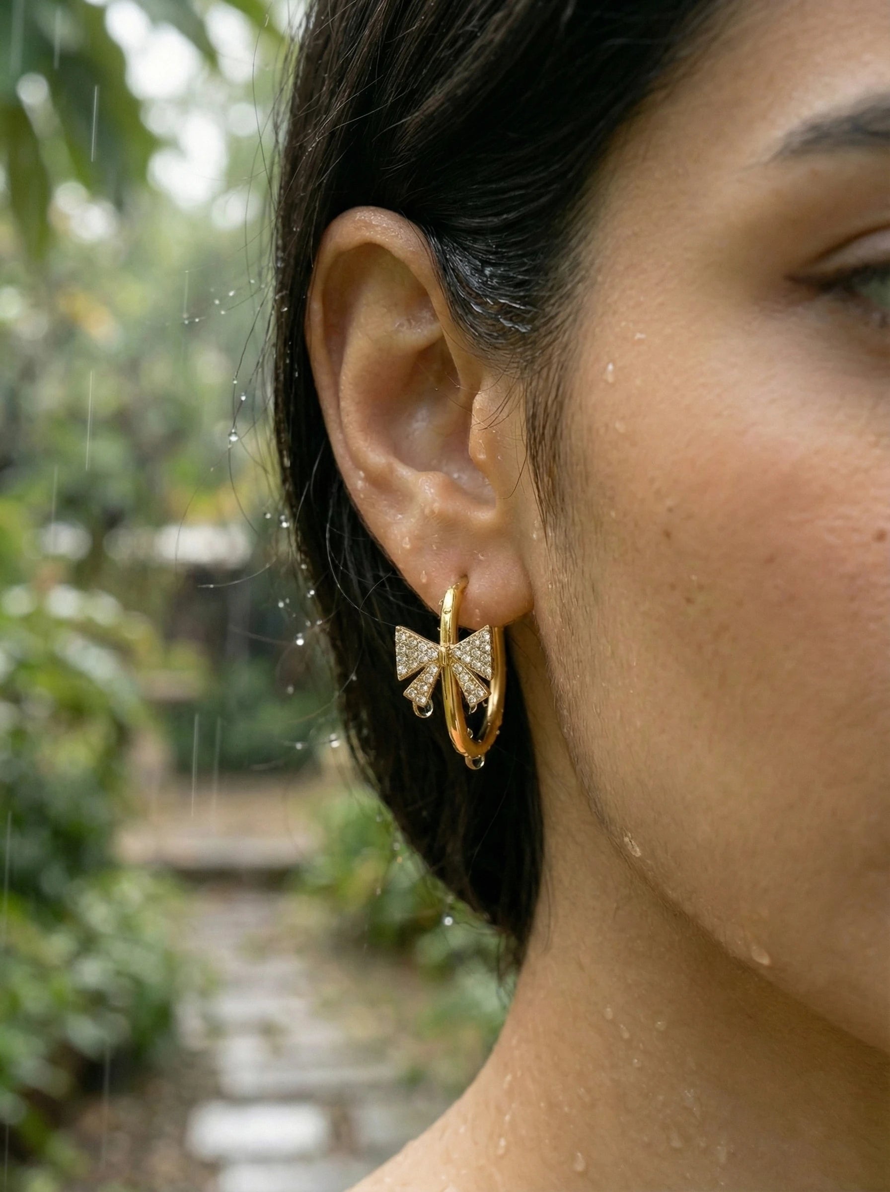 Diamond Butterfly In Hoop Edelstahl Ohrringe - Produktbild 7