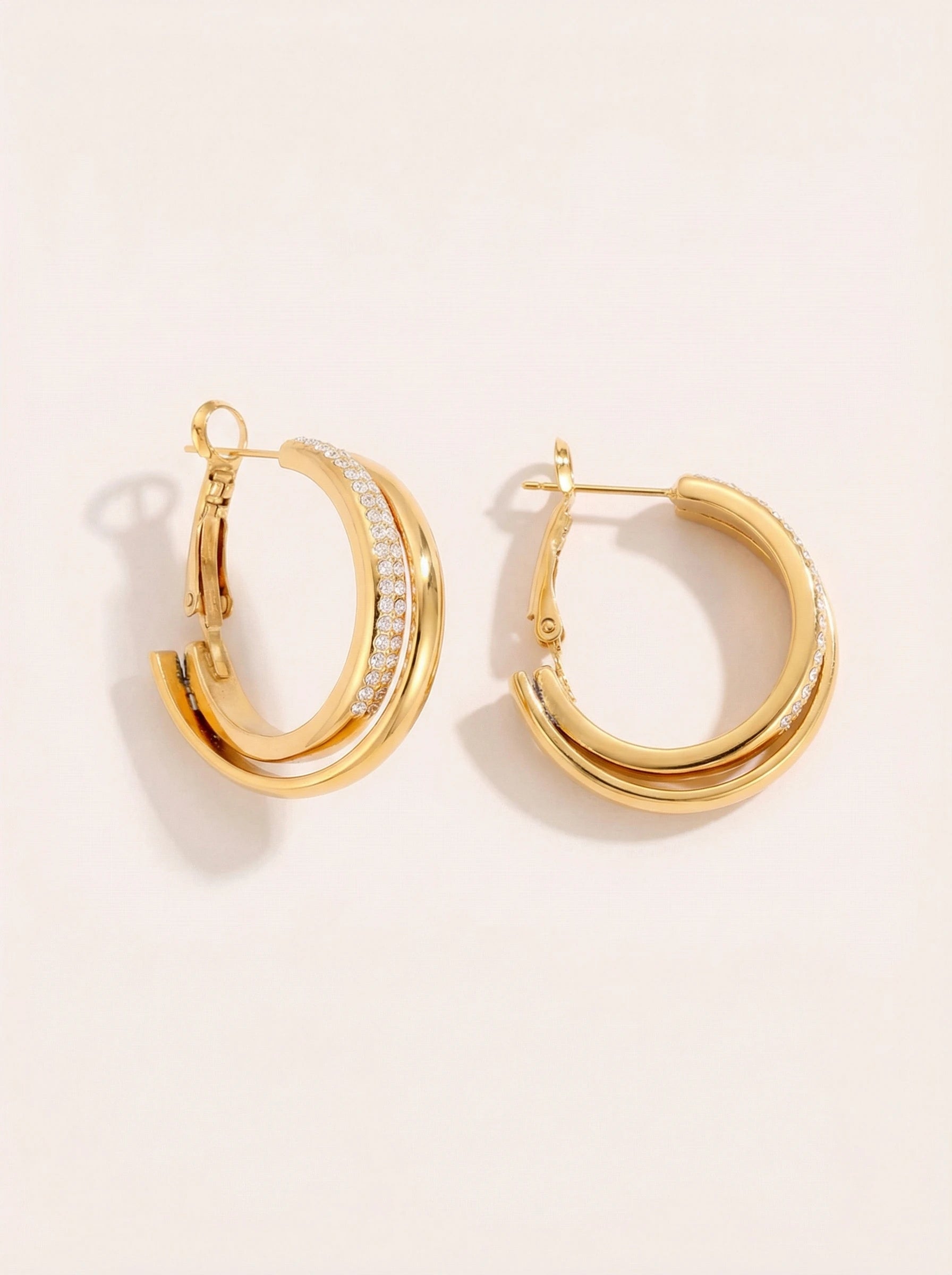 Fine Diamond Hoop Edelstahl Ohrringe