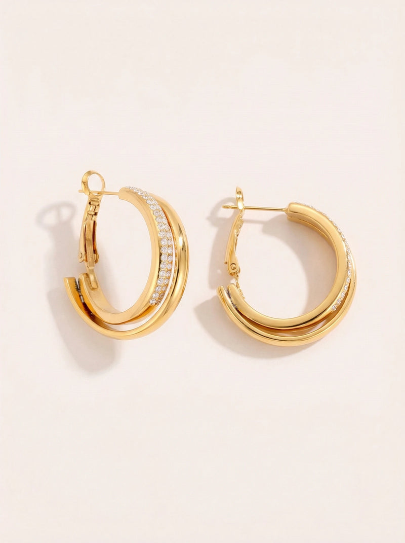 Fine Diamond Hoop Edelstahl Ohrringe