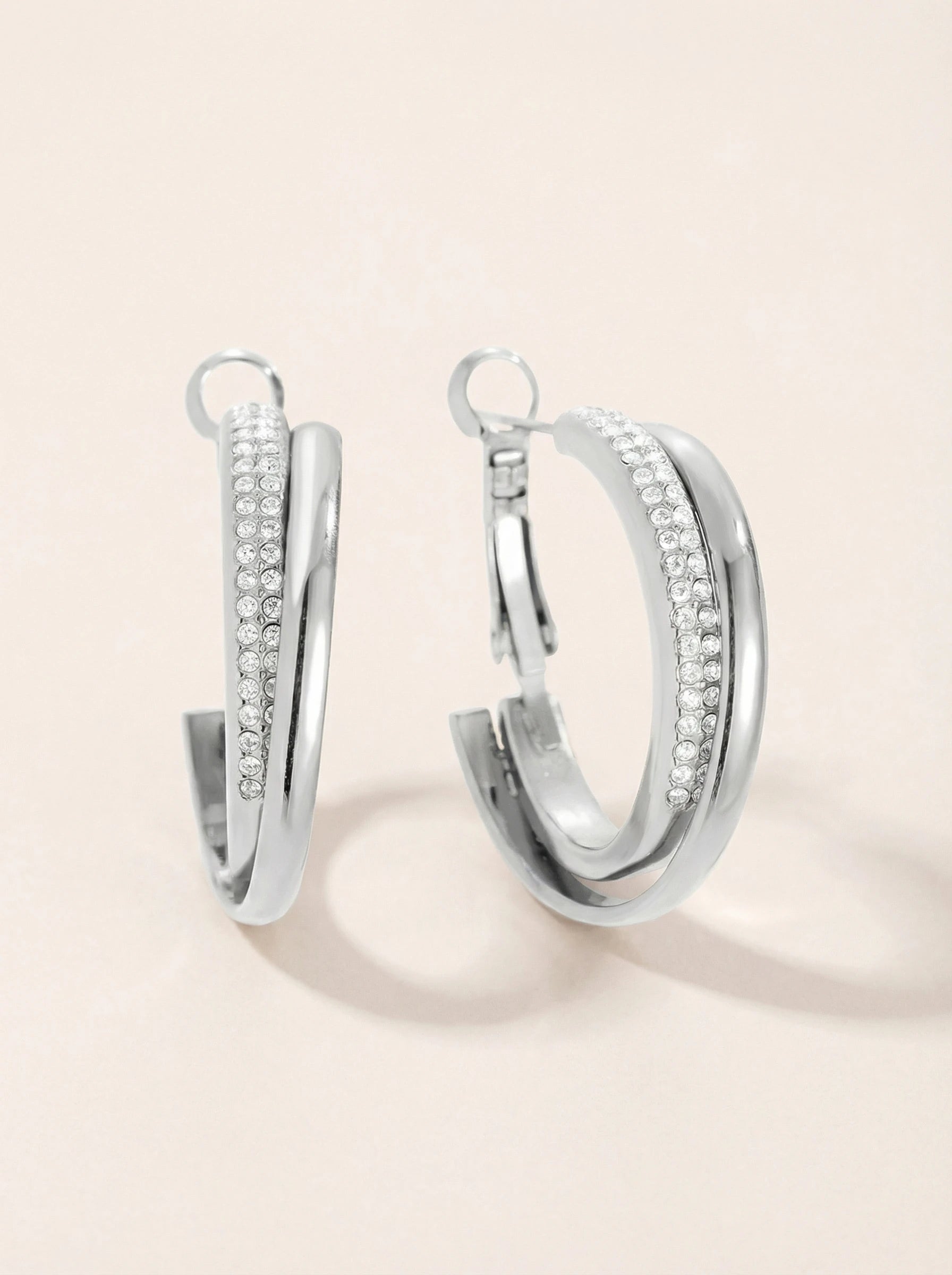 Fine Diamond Hoop Edelstahl Ohrringe - Produktbild 9