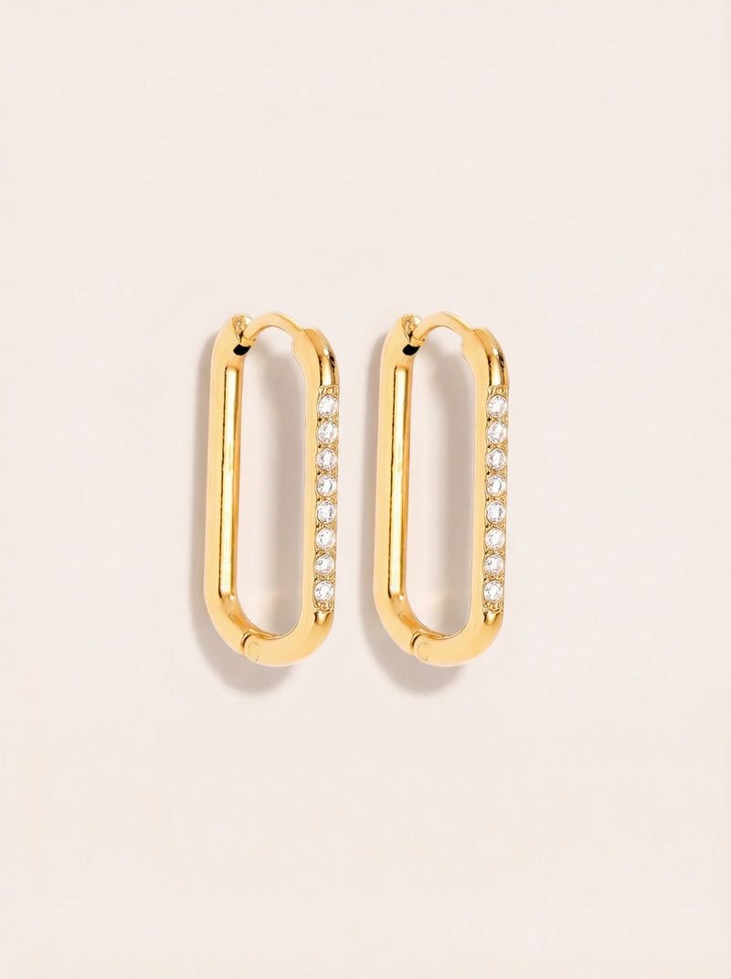 Simple Diamond Hoop Edelstahl Ohrringe
