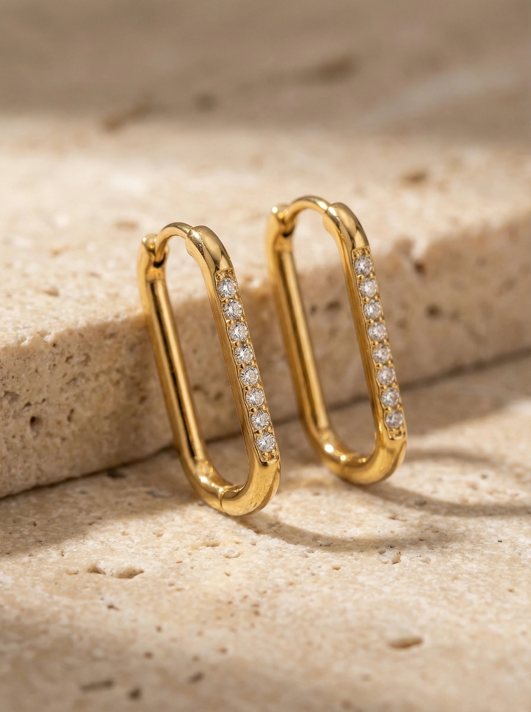 Simple Diamond Hoop Edelstahl Ohrringe - Produktbild 2