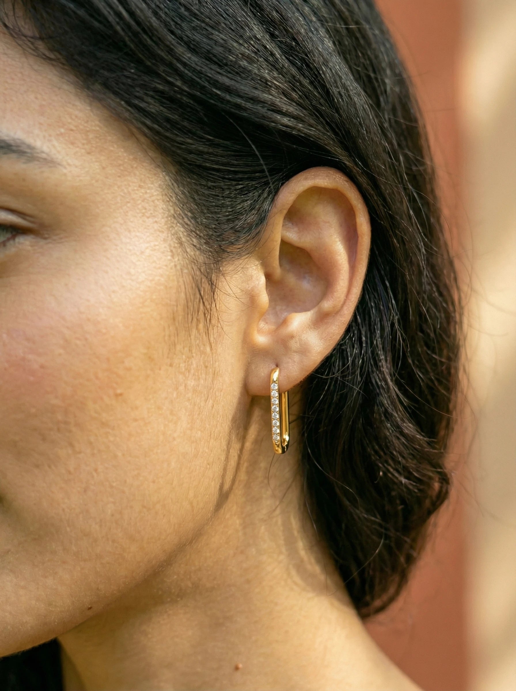 Simple Diamond Hoop Edelstahl Ohrringe - Produktbild 3