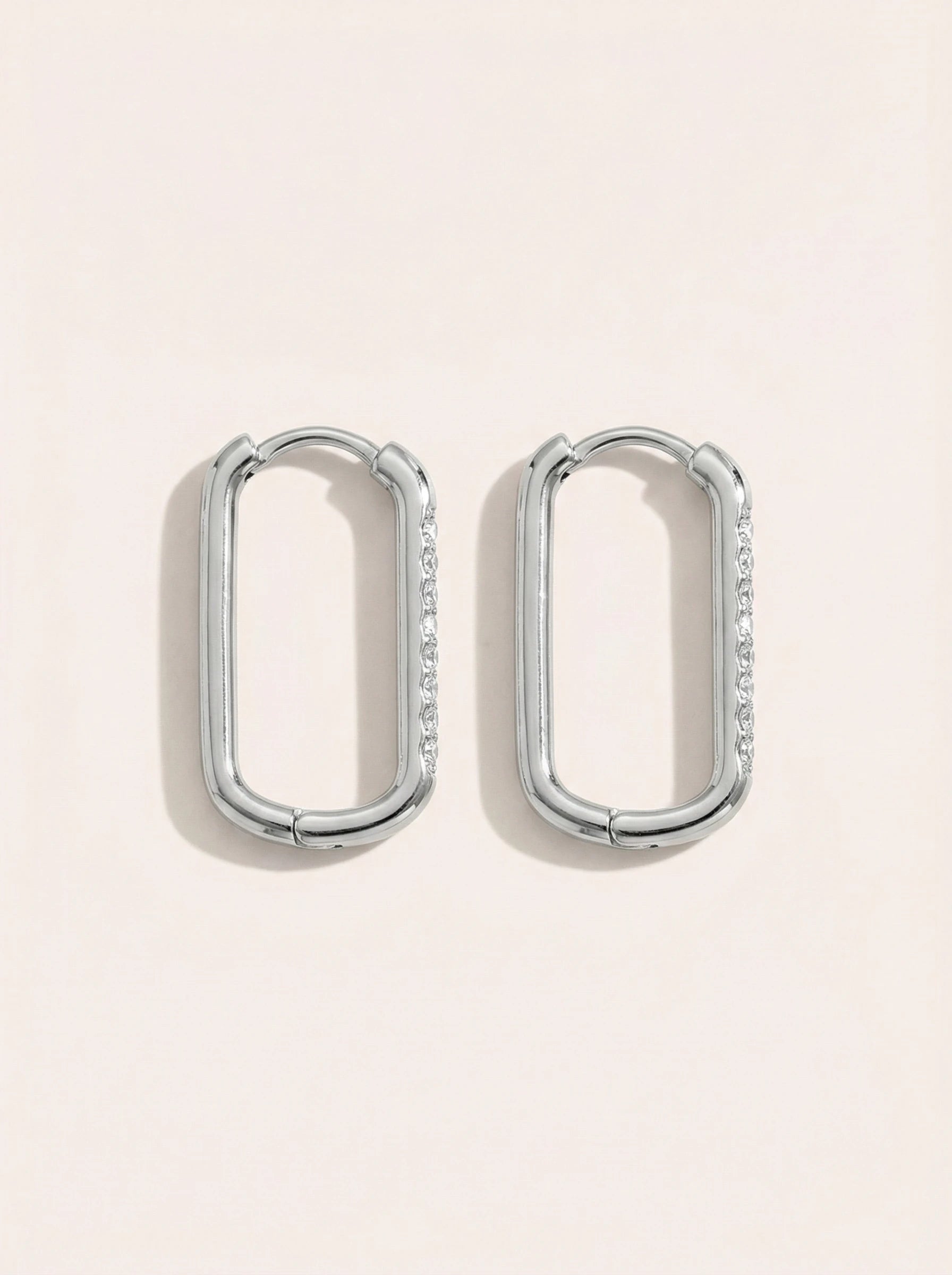 Simple Diamond Hoop Edelstahl Ohrringe - Produktbild 9