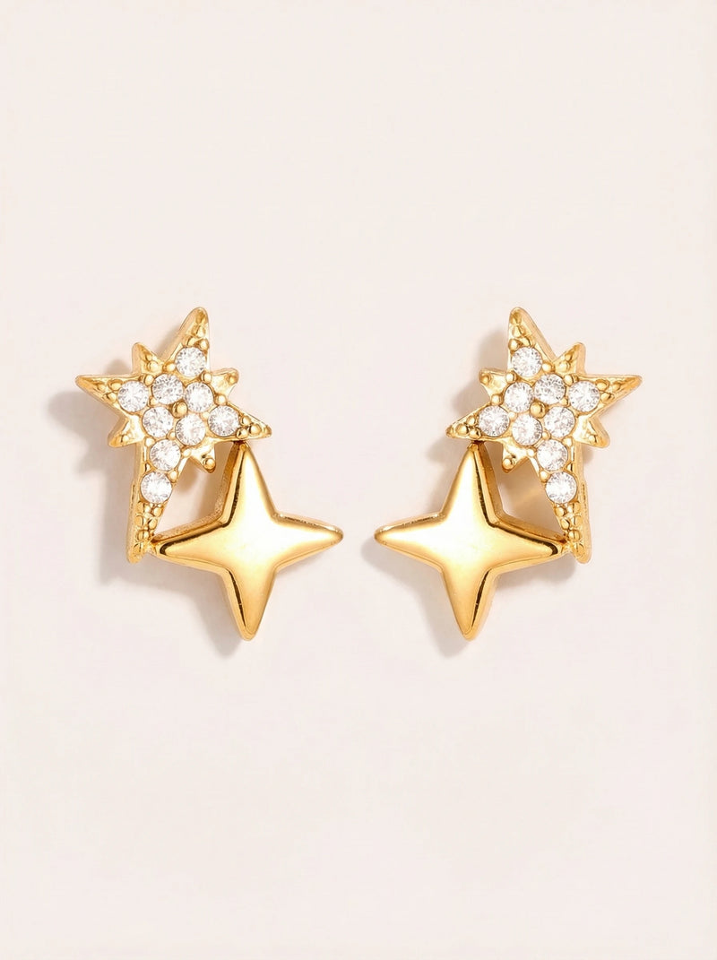 Sparkling Diamond Star Edelstahl Ohrringe