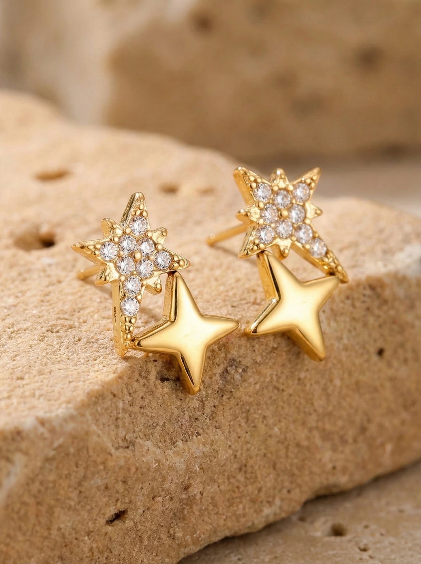 Sparkling Diamond Star Edelstahl Ohrringe - Produktbild 2