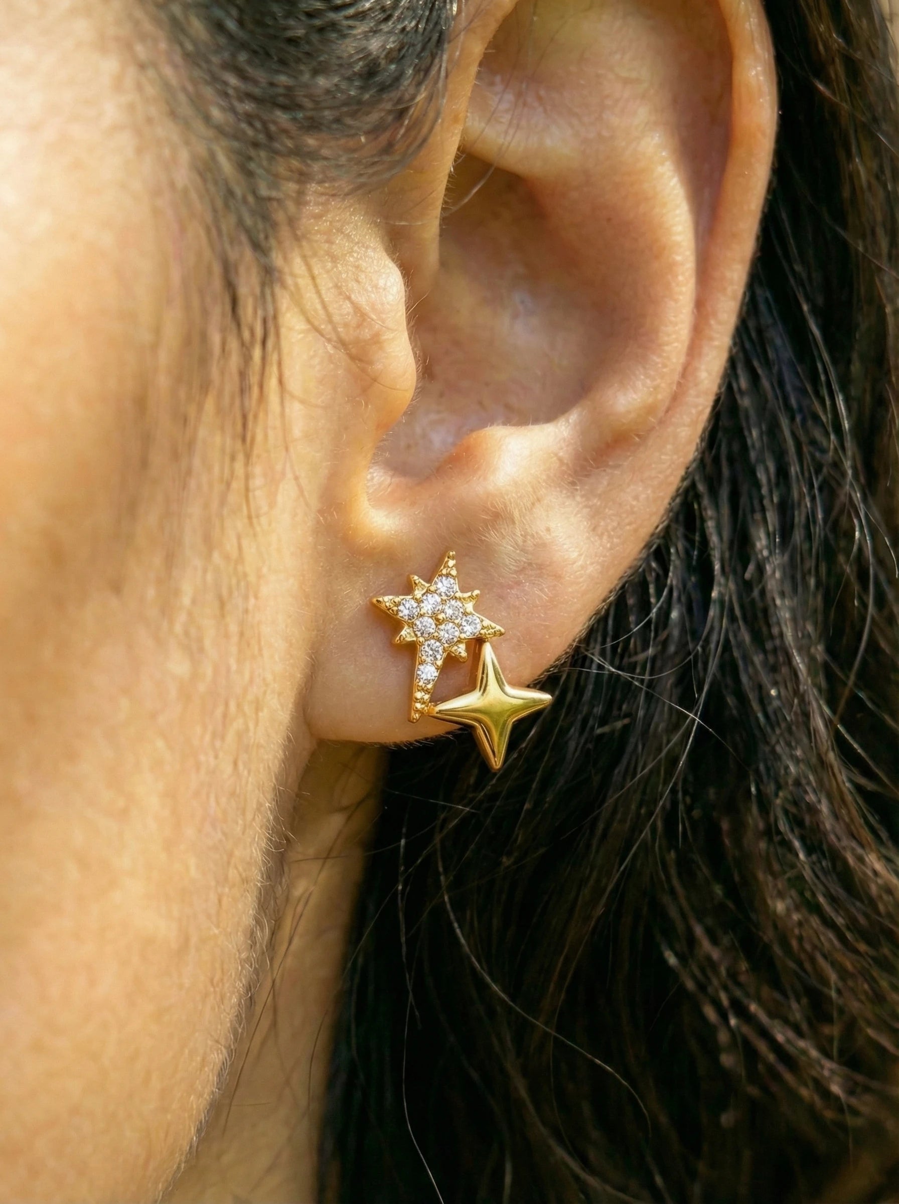 Sparkling Diamond Star Edelstahl Ohrringe - Produktbild 4