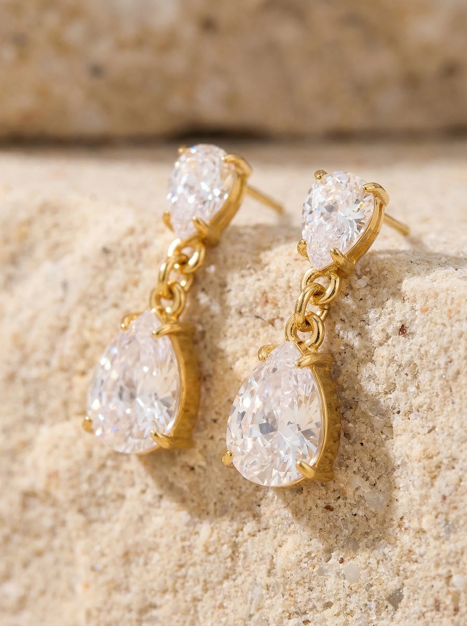 Sparkling Diamond Drop Edelstahl Ohrringe - Produktbild 2