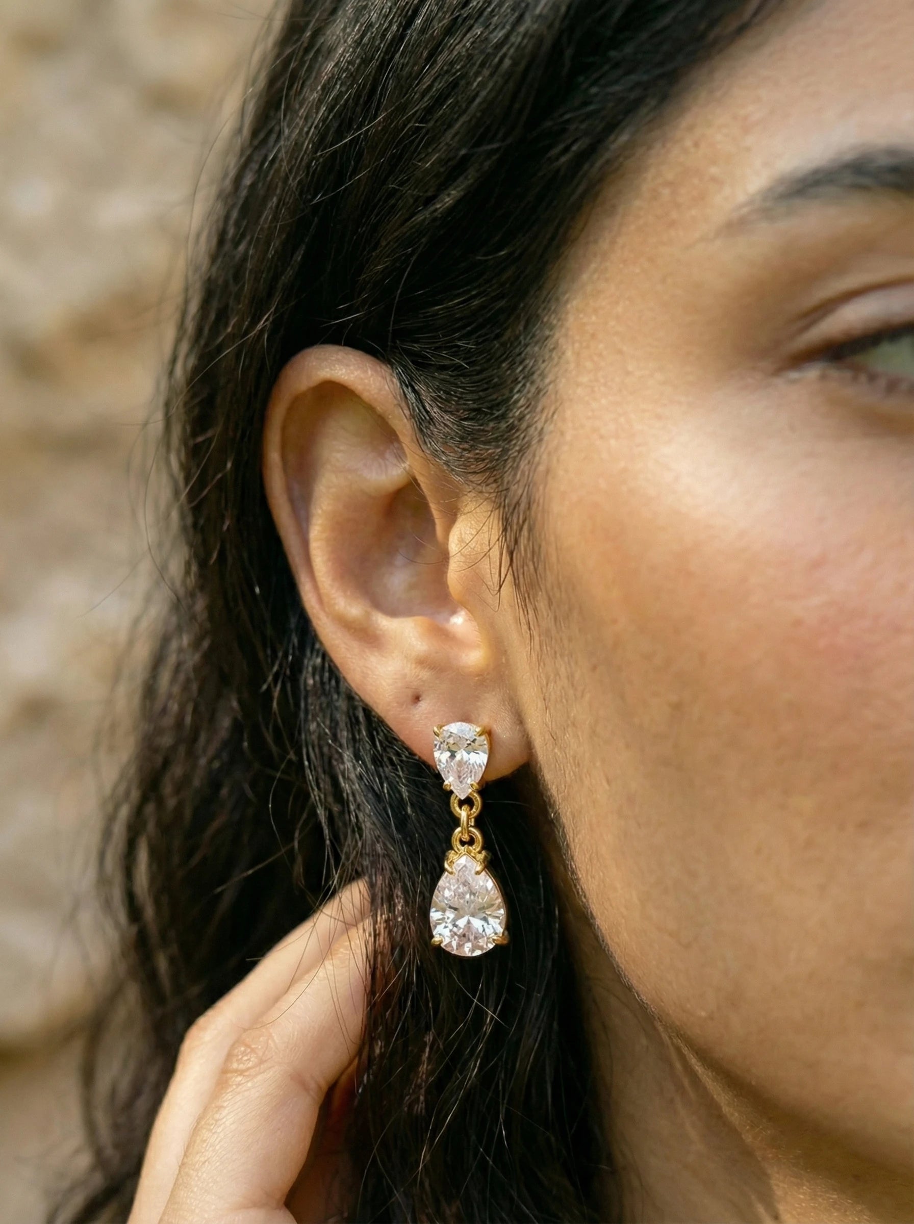 Sparkling Diamond Drop Edelstahl Ohrringe - Produktbild 3
