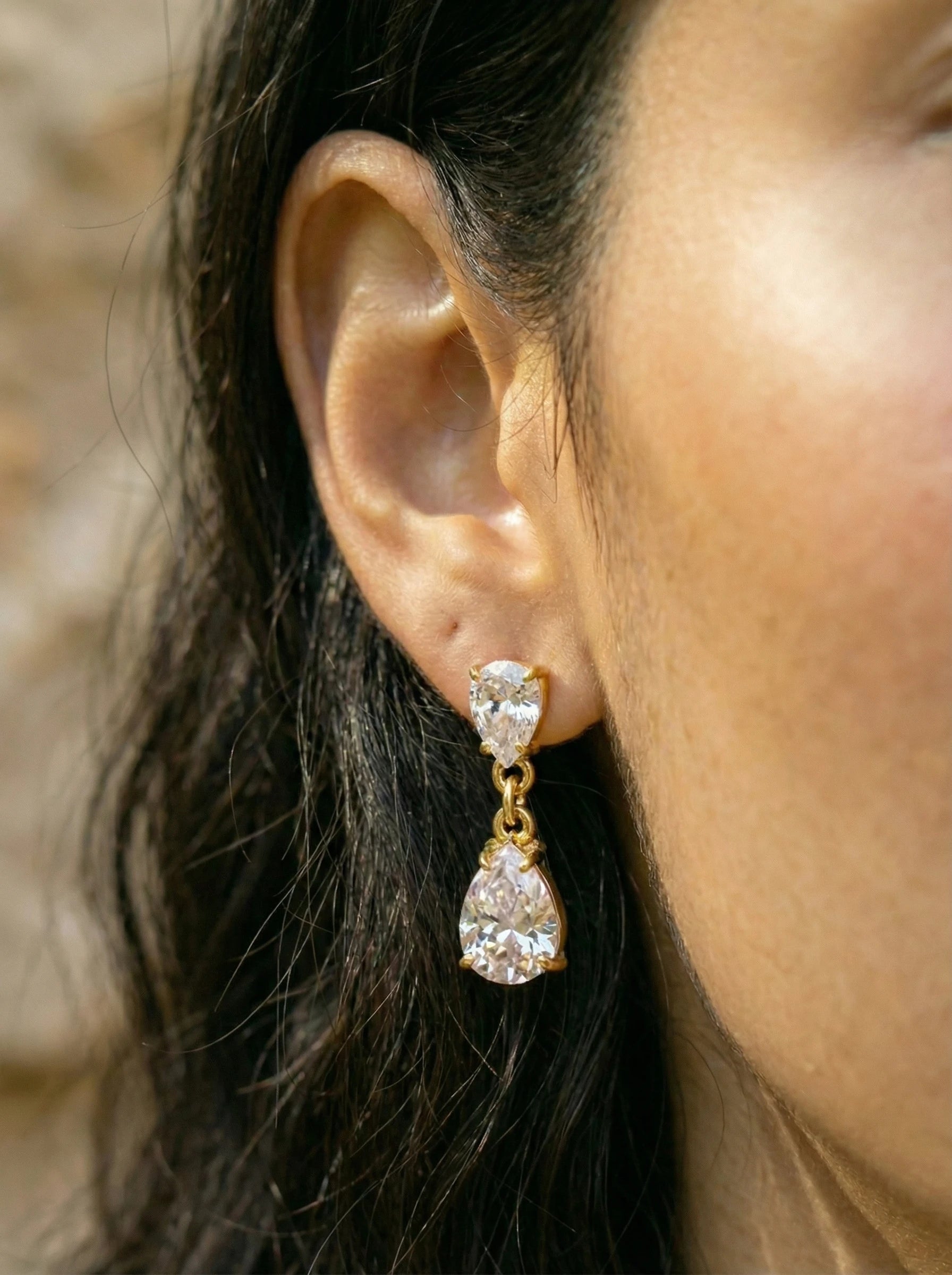 Sparkling Diamond Drop Edelstahl Ohrringe - Produktbild 4