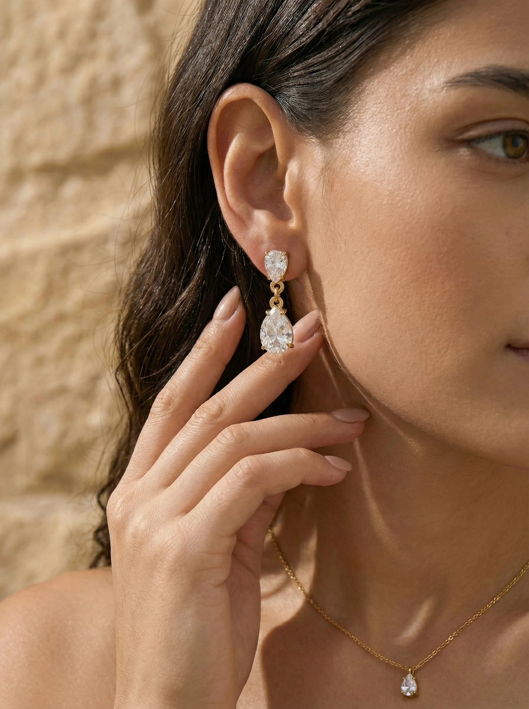 Sparkling Diamond Drop Edelstahl Ohrringe - Produktbild 7