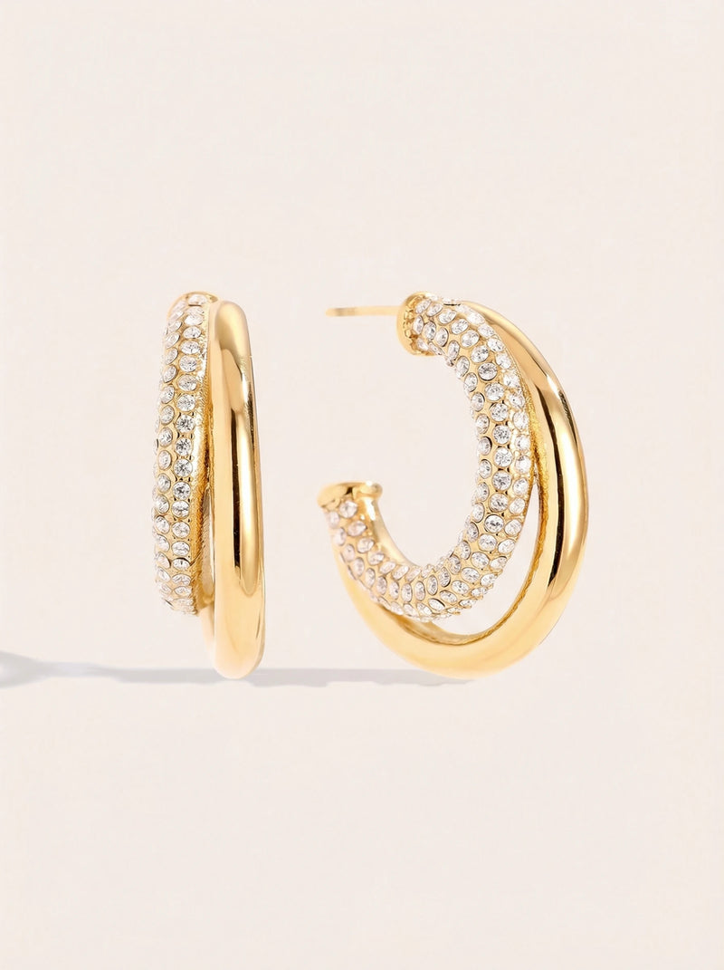 Fine Diamond Hoop Edelstahl Ohrringe