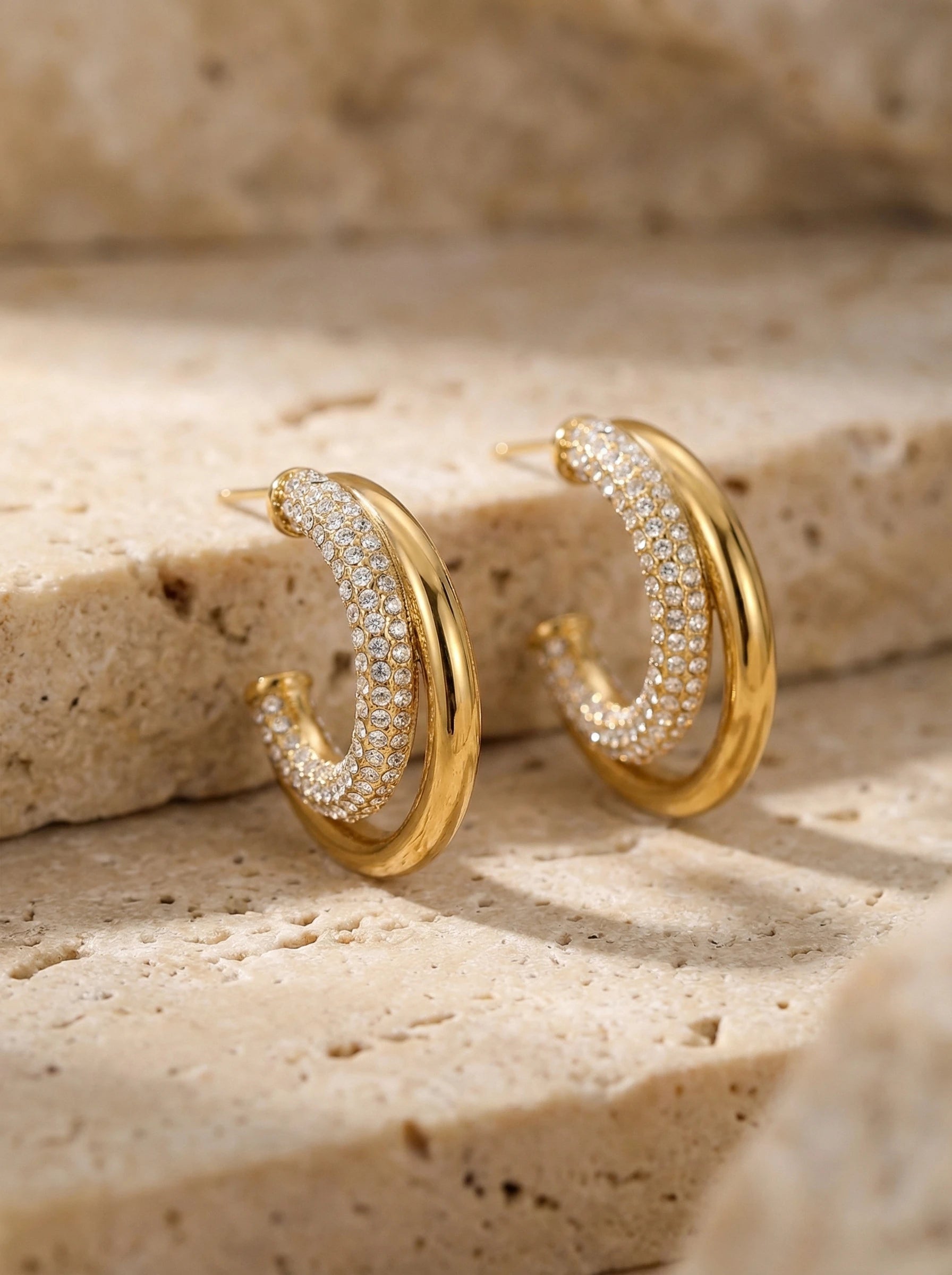 Fine Diamond Hoop Edelstahl Ohrringe - Produktbild 2