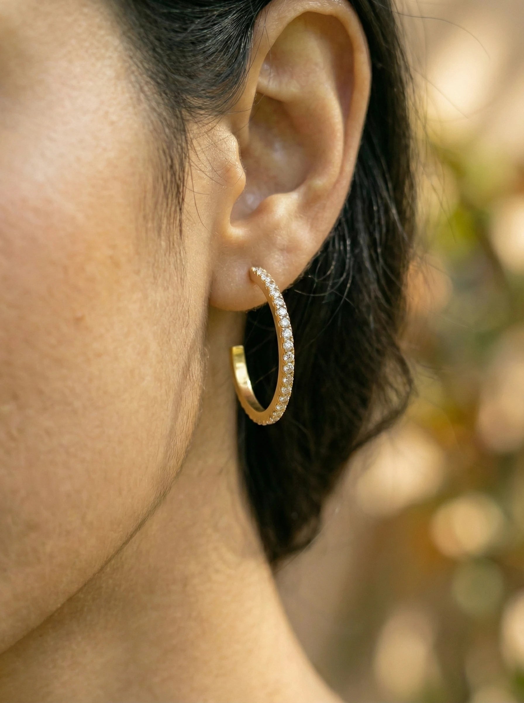 Simple Diamond Half Hoop Edelstahl Ohrringe - Produktbild 4