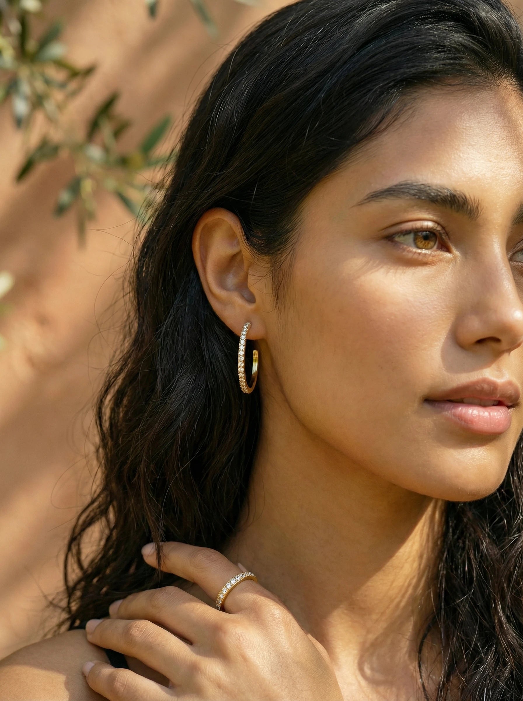 Simple Diamond Half Hoop Edelstahl Ohrringe - Produktbild 7