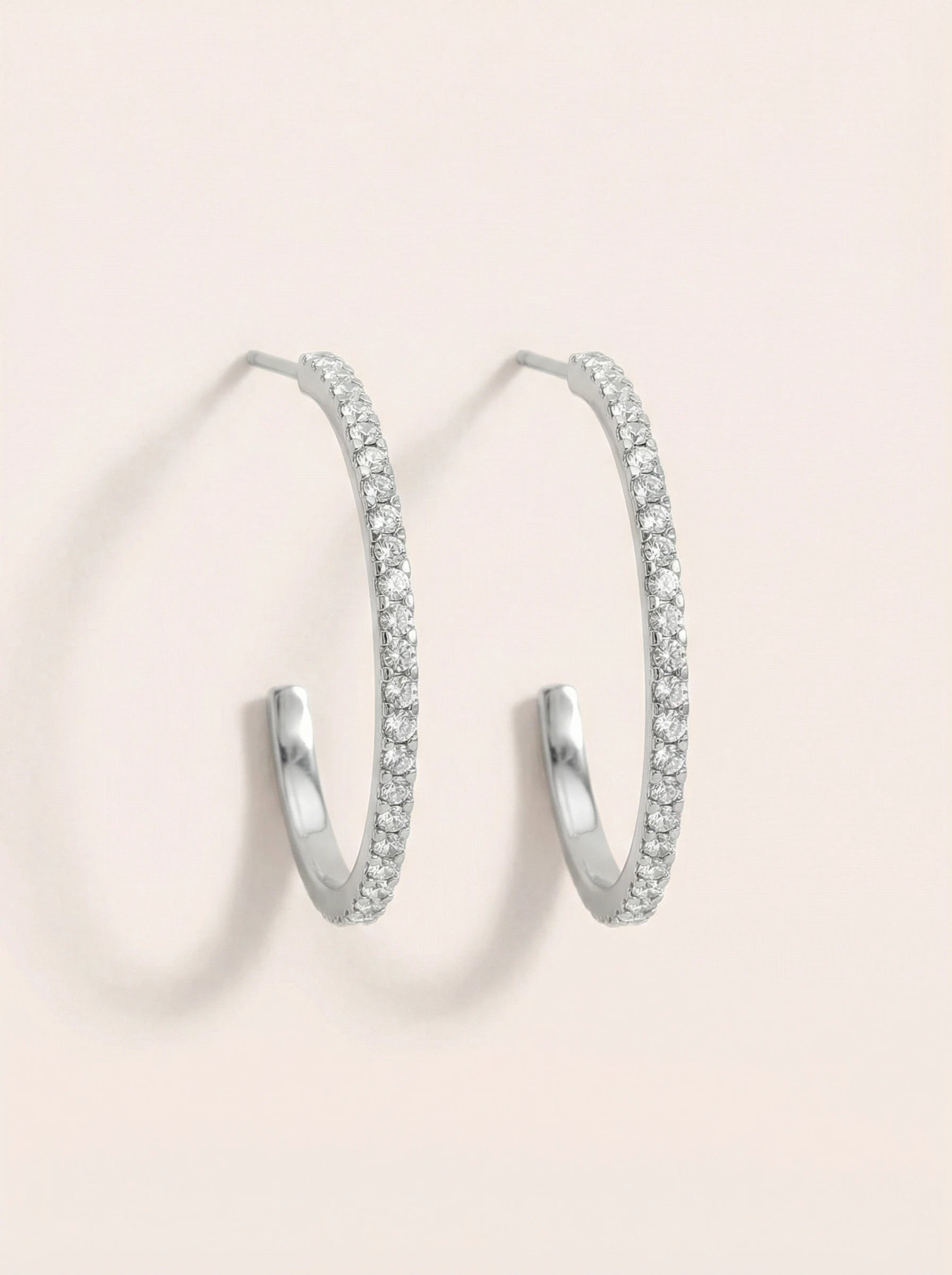 Simple Diamond Half Hoop Edelstahl Ohrringe - Produktbild 9