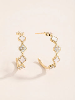 Lucky Flower Half Hoop Edelstahl Ohrringe