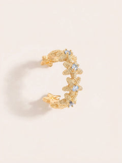 Viele Seesterne mit blauer Zirkonia Vergoldete Ear-Cuffs