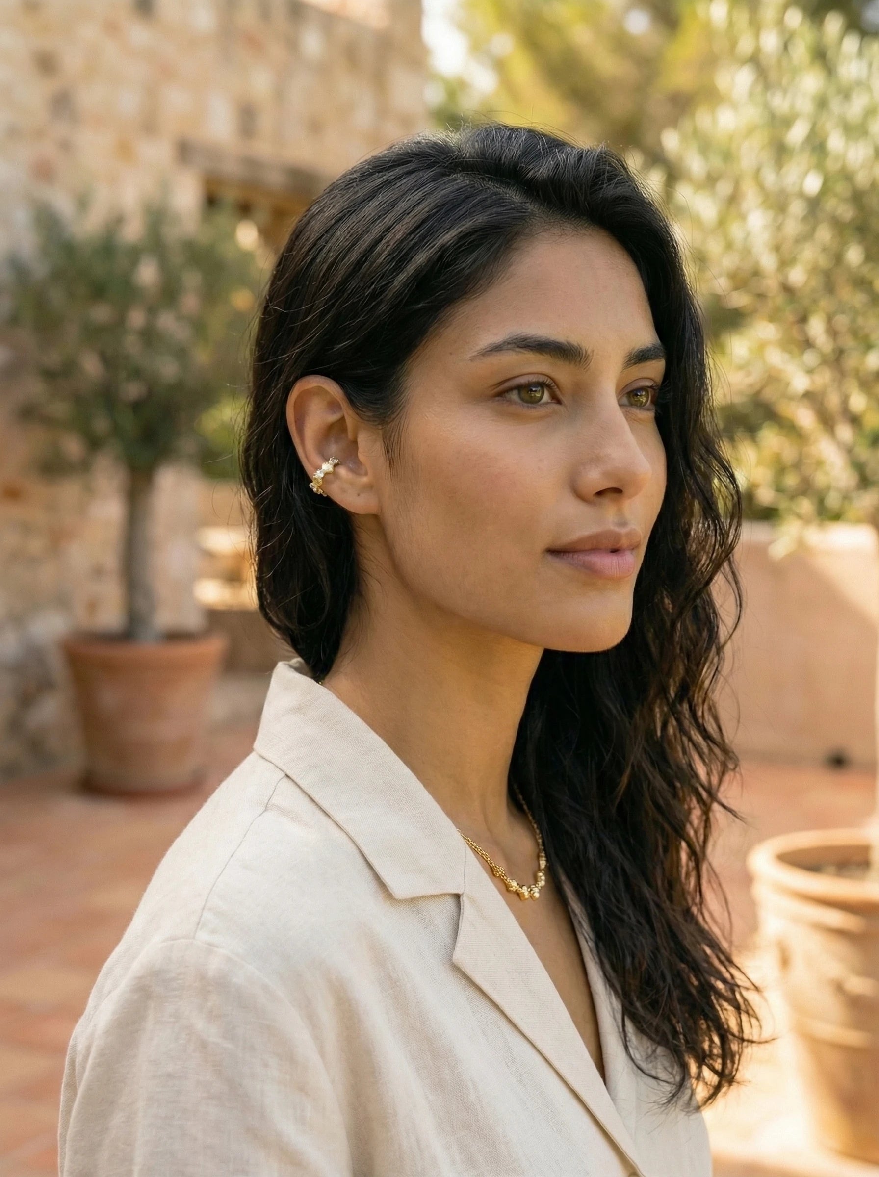 Viele Muscheln mit blauer Zirkonia Vergoldete Ear-Cuffs - Produktbild 6