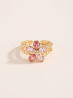 Pinky Flower Diamond Vergoldete Ear-Cuffs