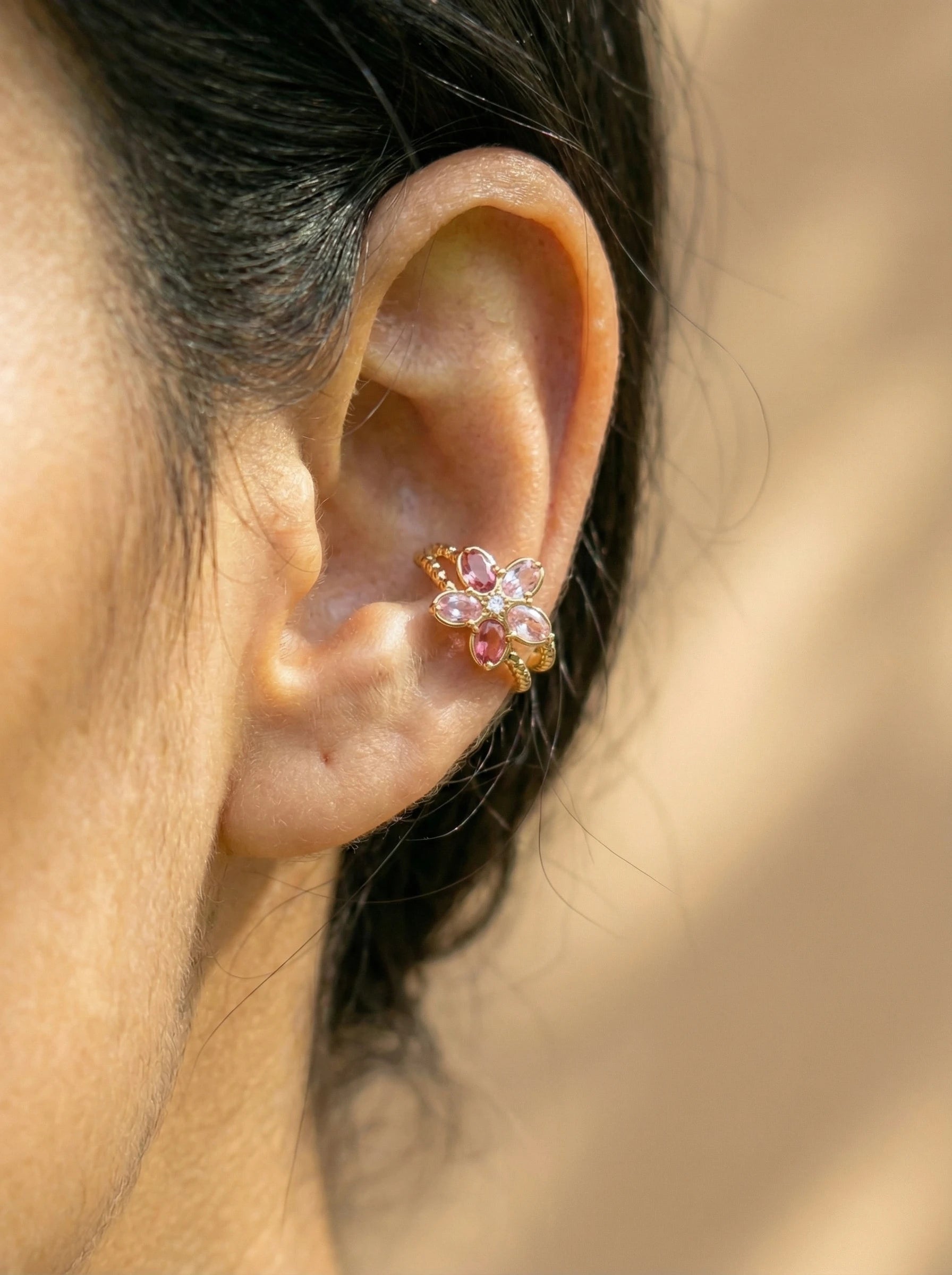 Pinky Flower Diamond Vergoldete Ear-Cuffs - Produktbild 3