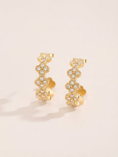 Diamond Lucky Flower Hoop Edelstahl Ohrringe