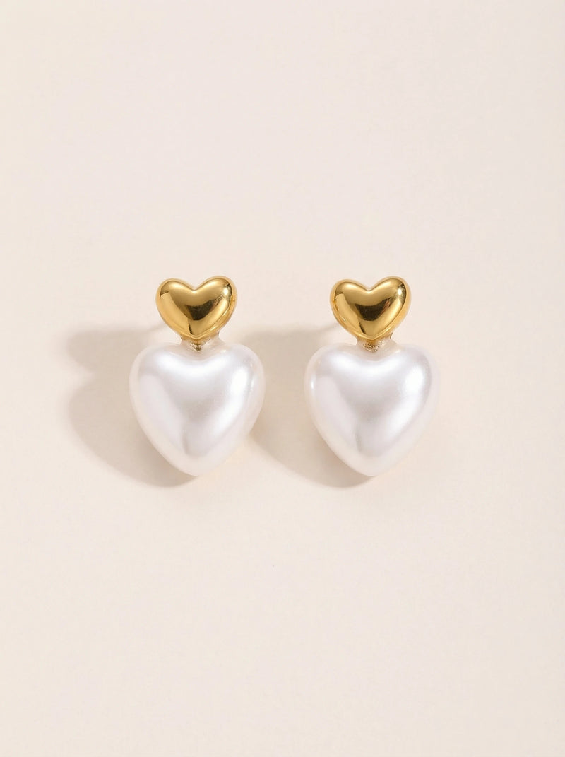 Pearly Heart Edelstahl Ohrringe