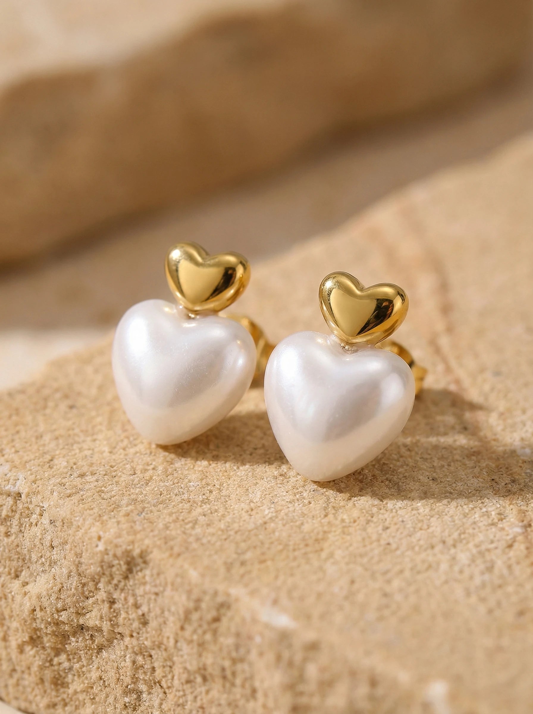 Pearly Heart Edelstahl Ohrringe - Produktbild 2