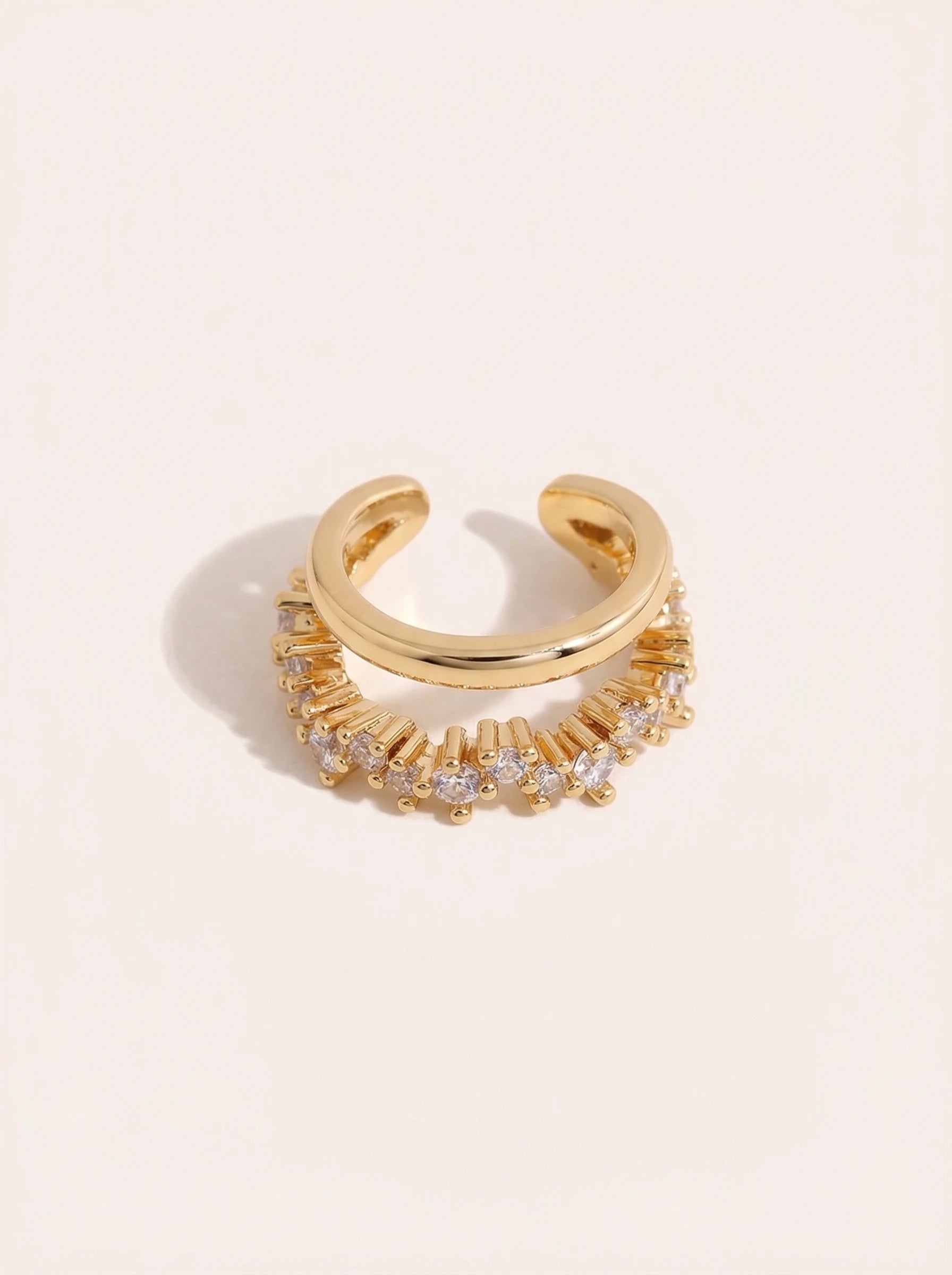 Doppelte kleine Zirkonia Vergoldete Ear-Cuffs