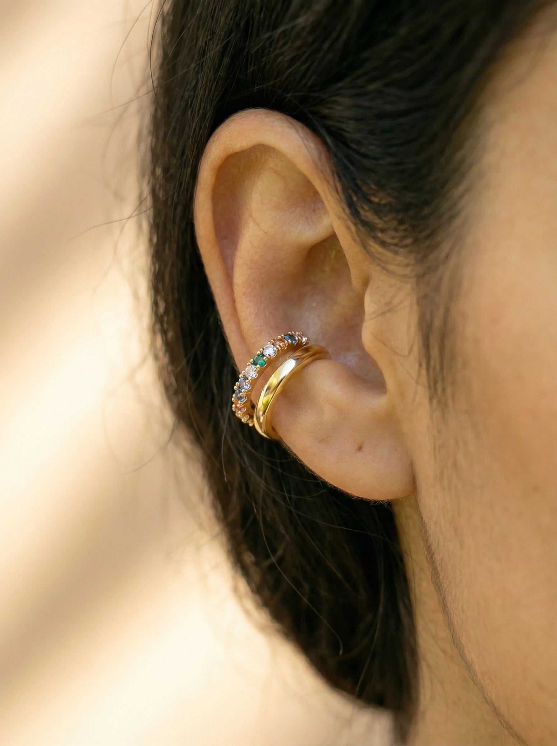 Two Layer Diamonds Vergoldete Ear-Cuffs - Produktbild 4