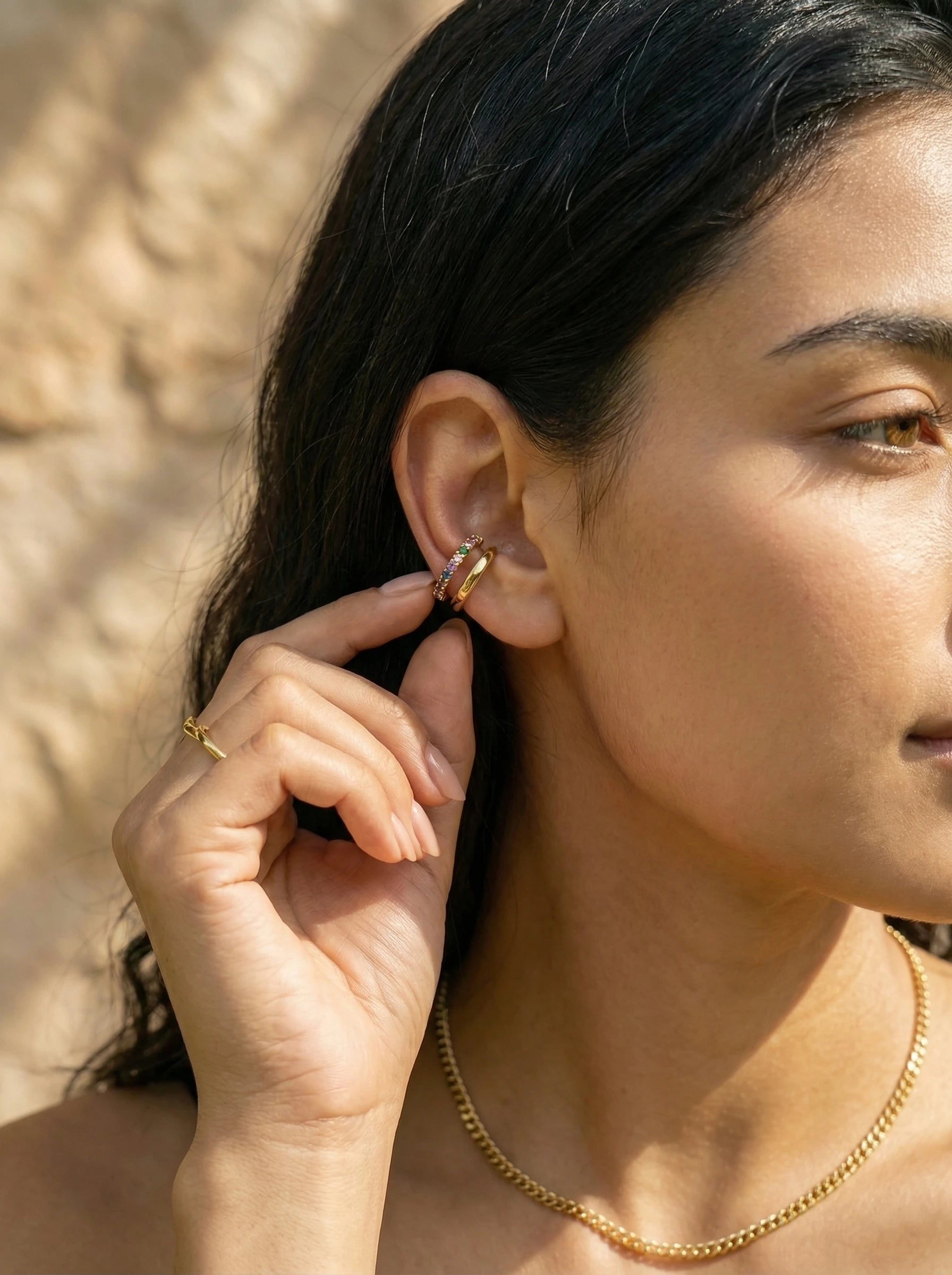 Two Layer Diamonds Vergoldete Ear-Cuffs - Produktbild 7