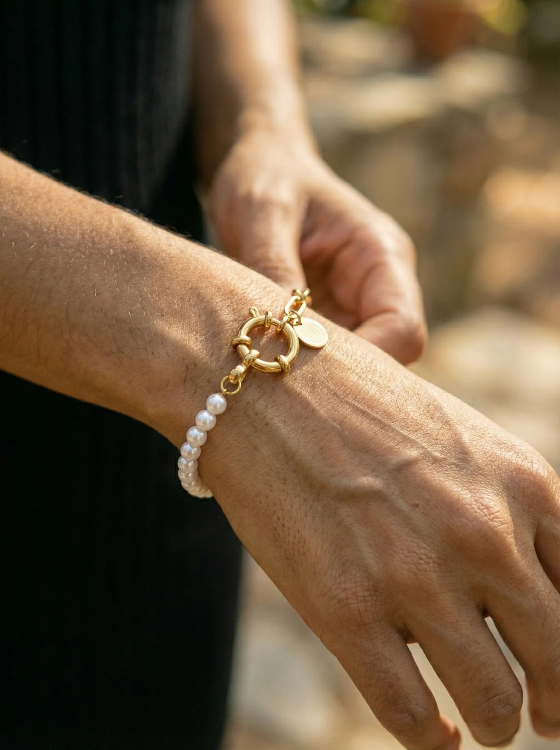 Artificial Pearls Edelstahl Armband - Produktbild 3