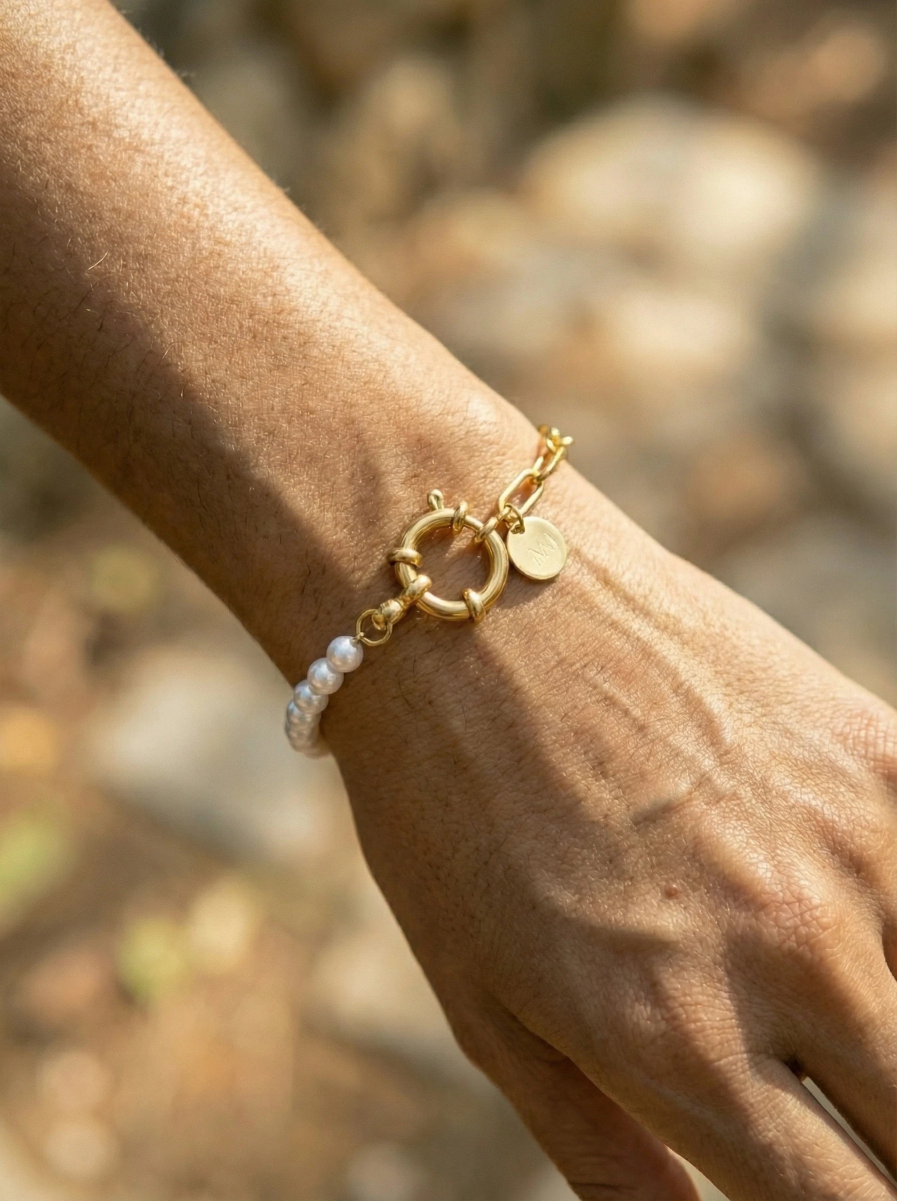 Artificial Pearls Edelstahl Armband - Produktbild 4
