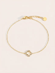 3D Diamond Hollow Lucky Flower Edelstahl Armkette