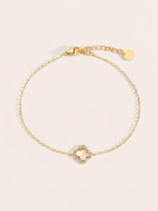 3D Diamond Hollow Lucky Flower Edelstahl Armkette