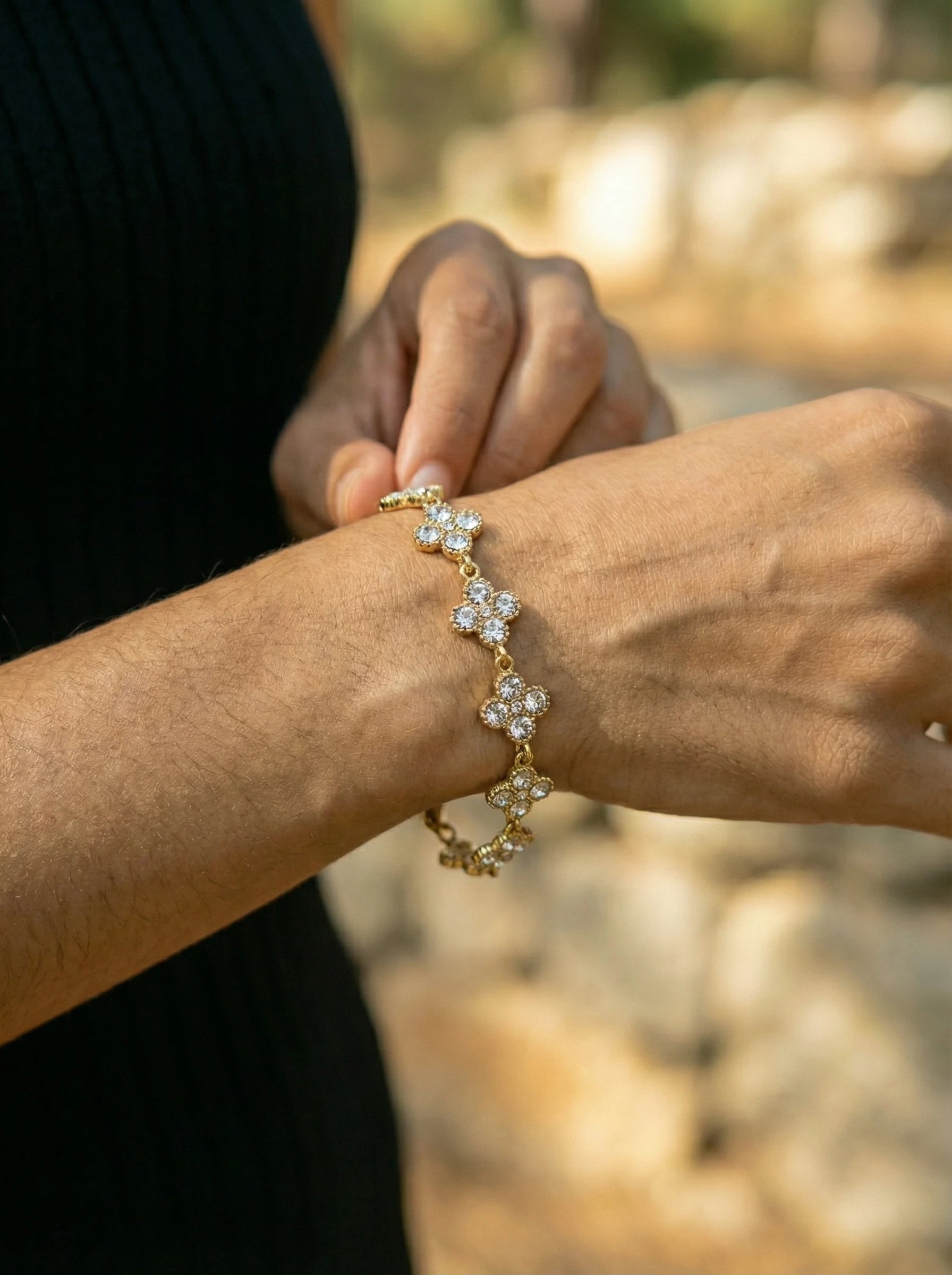 Diamand Lucky Flowers Edelstahl Armband - Produktbild 3