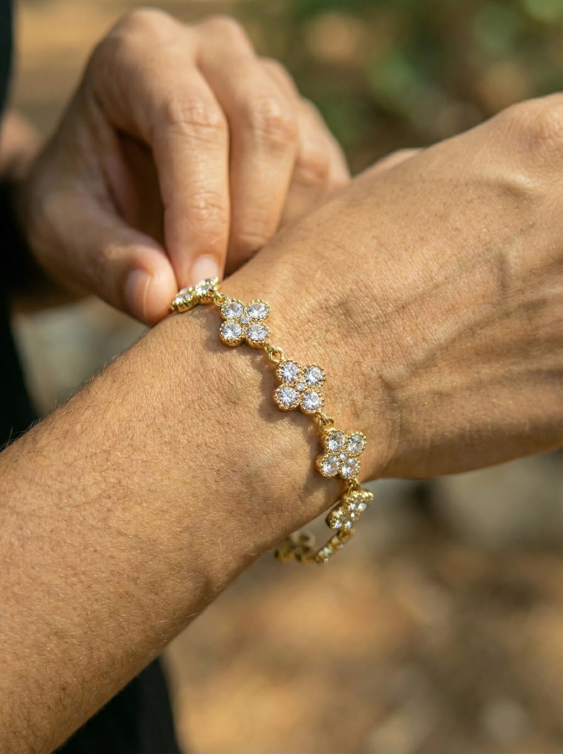 Diamand Lucky Flowers Edelstahl Armband - Produktbild 4