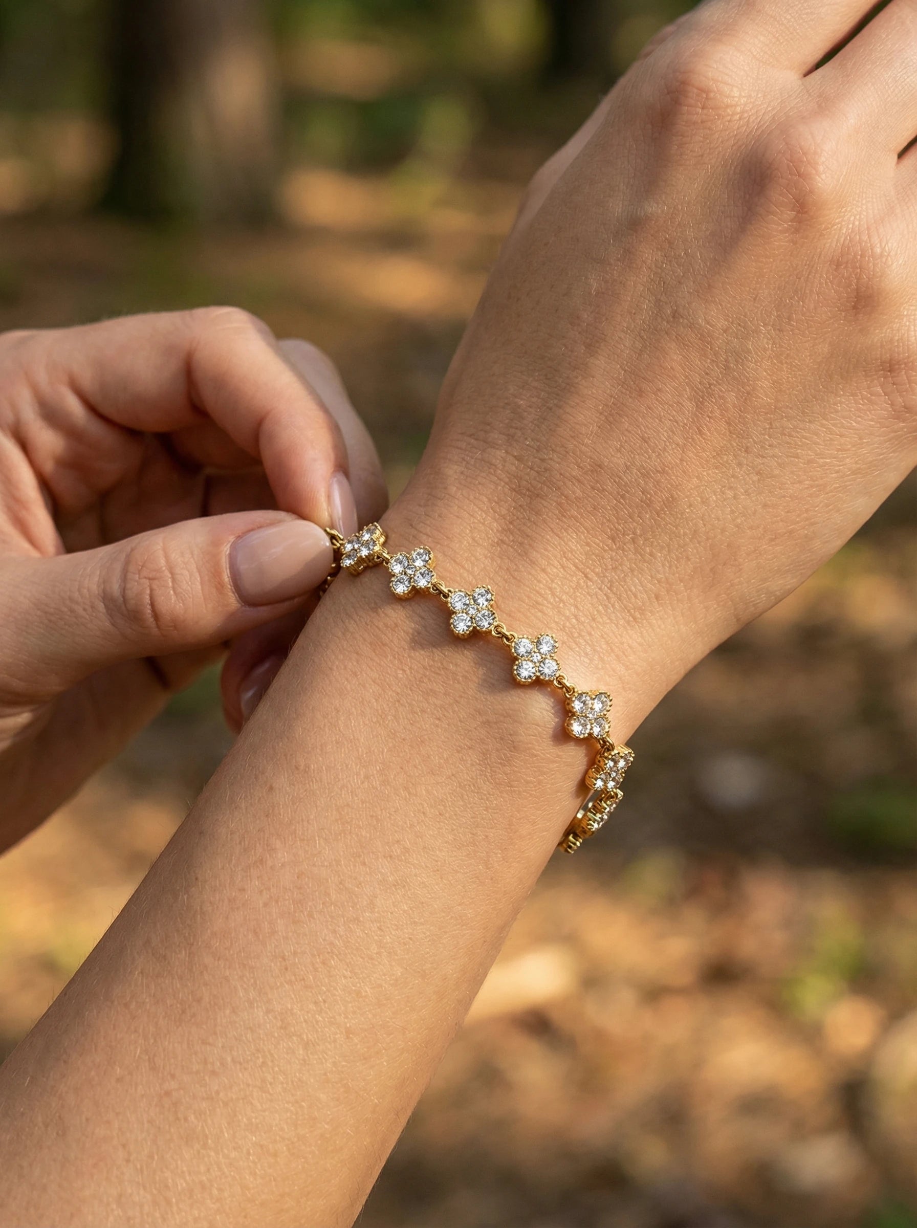 Diamand Lucky Flowers Edelstahl Armband - Produktbild 5