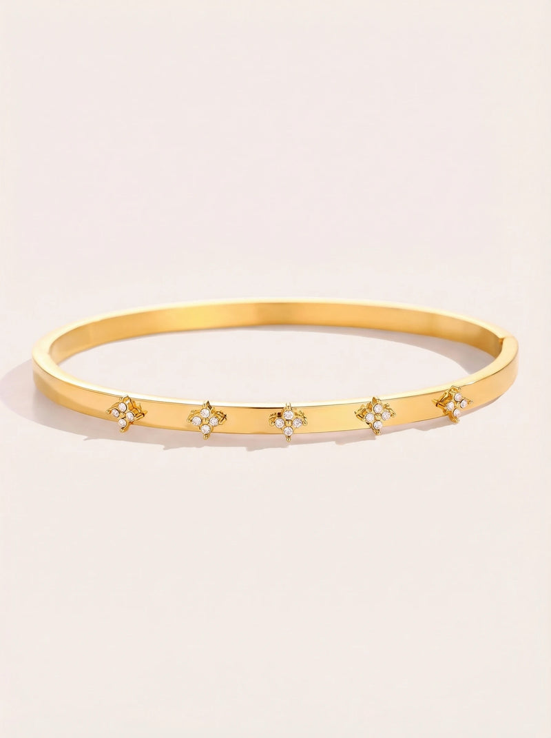 Nice Flower Diamond Edelstahl Armreif
