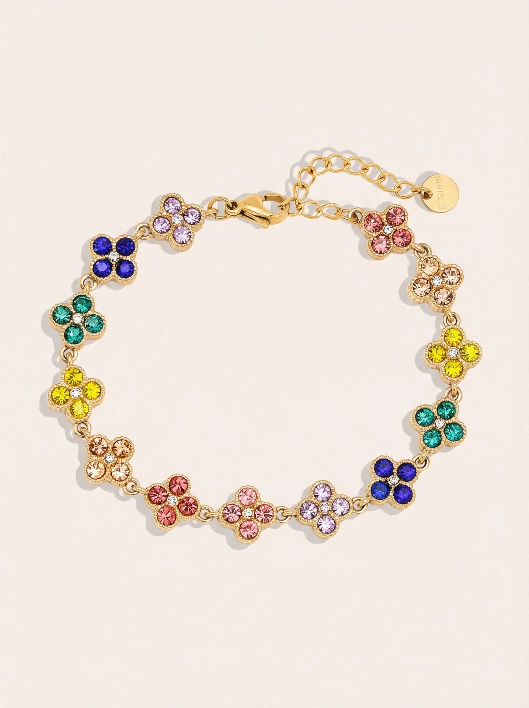 Multi Color Diamond Flower Chain Edelstahl Armkette