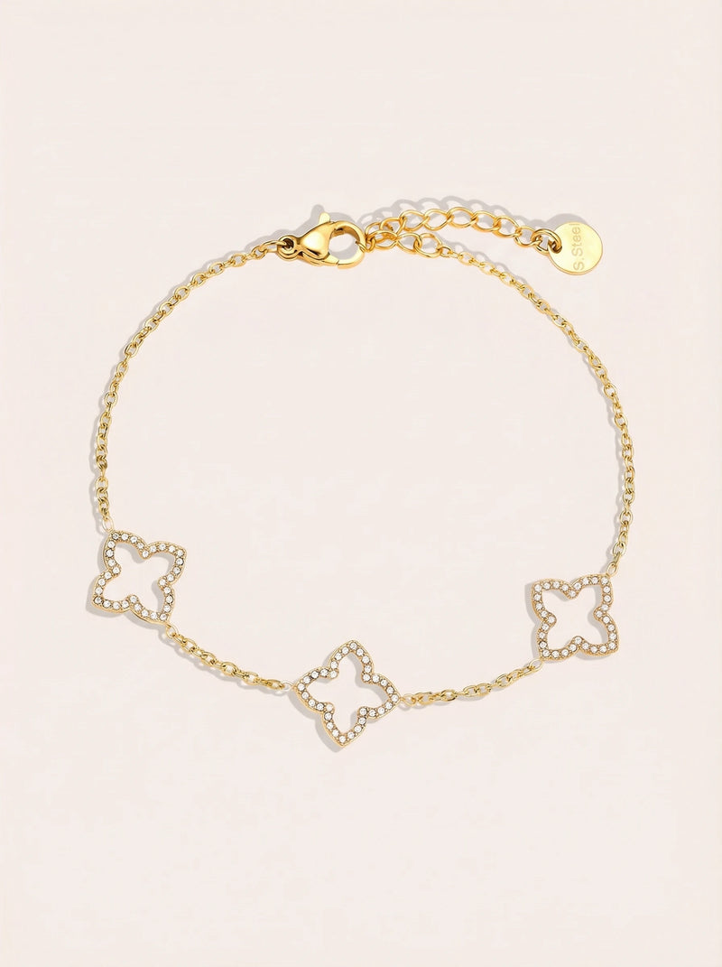 Sparkling Lucky Flower Edelstahl Armkette