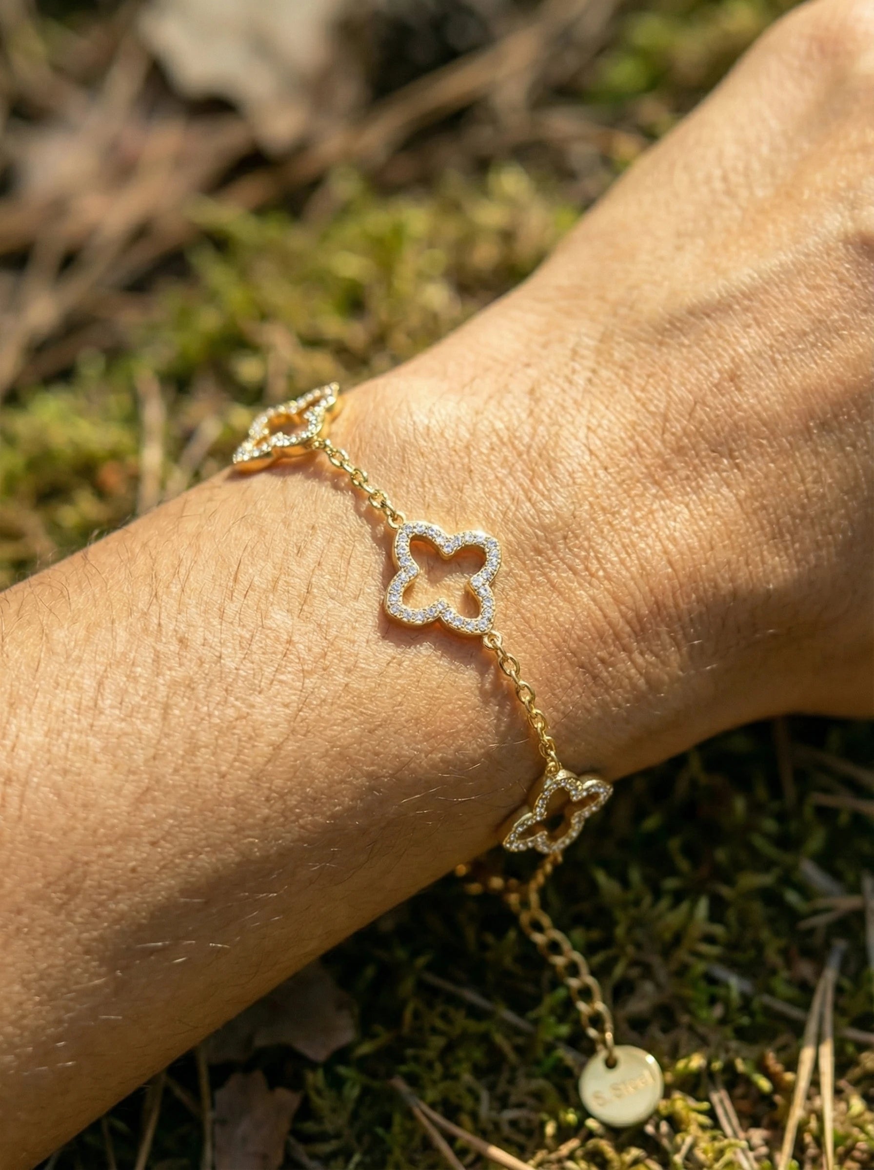 Sparkling Lucky Flower Edelstahl Armkette - Produktbild 4