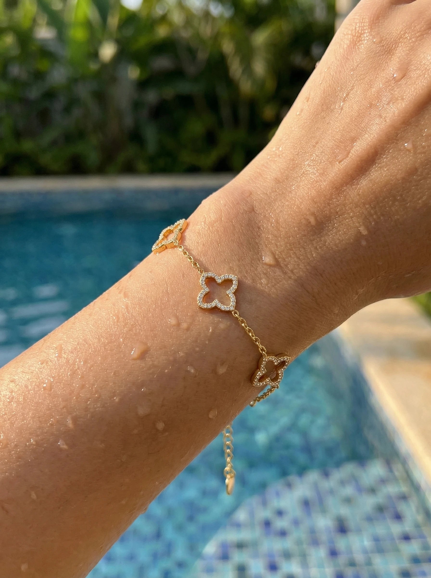 Sparkling Lucky Flower Edelstahl Armkette - Produktbild 8