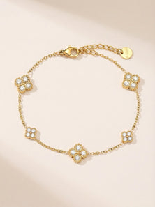 Nice Lucky Flower Edelstahl Armkette